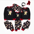 thumbnail image 1 of PatPat Christmas Pjs Kids Pajamas Family Matching Long Sleeves Cute Gingerbread Man Top & Pants 2 Piece Outfit with Socks, Black, Size 2 Years, 1 of 8