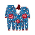 thumbnail image 1 of PatPat Christmas Pajamas Family Matching Kids Girls Boys One Piece Hooded Zipper Cute Santa Claus Gifts Allover Print Holiday Pjs with Hat & Socks, Blue, 8-9 Years, 1 of 12