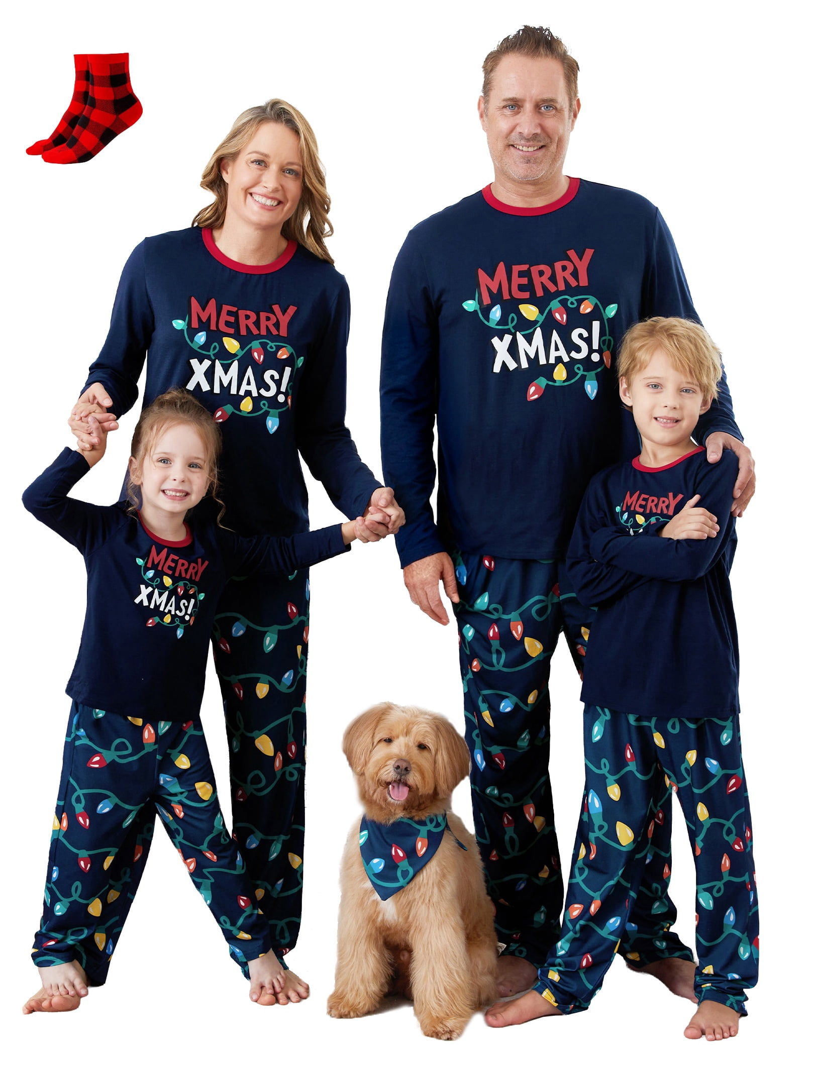 PatPat Kids Christmas Pajamas Family Matching Pjs Set Christmas Lights ...