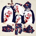 thumbnail image 1 of PatPat Christmas Pajamas Family Matching Pajamas Sets Letter Print Childlike Long Sleeve Pjs, Dark blue, 9-12 Months, 1 of 6