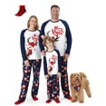 thumbnail image 1 of PatPat Women Christmas Pajamas Sets Family Matching Pjs Blue Letter Print Long Sleeve Loungewear with Socks, 2-Piece, Size L, 1 of 12