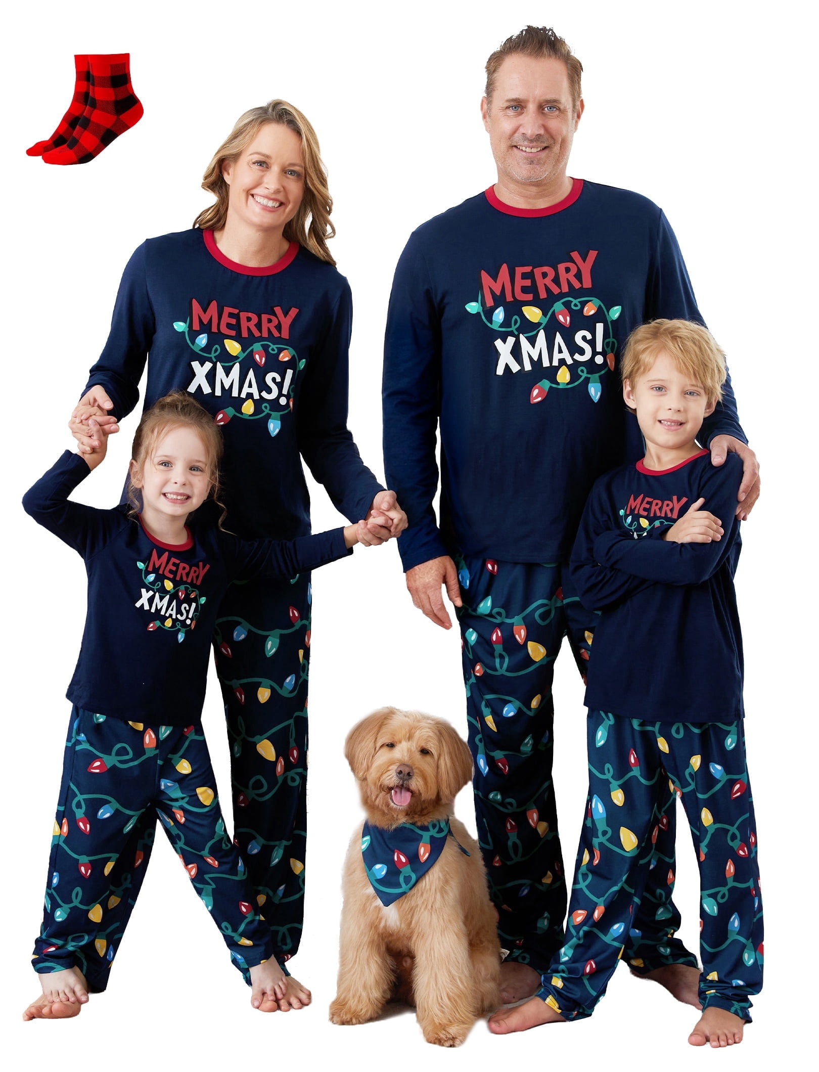 PatPa Mens Christmas Pajamas Set Family Matching Pjs Long Sleeve Tops ...