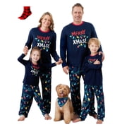PatPat Christmas Pajamas Family Matching Pajamas Sets for Pet Holiday Pj Pants, Dark Blue, Pet