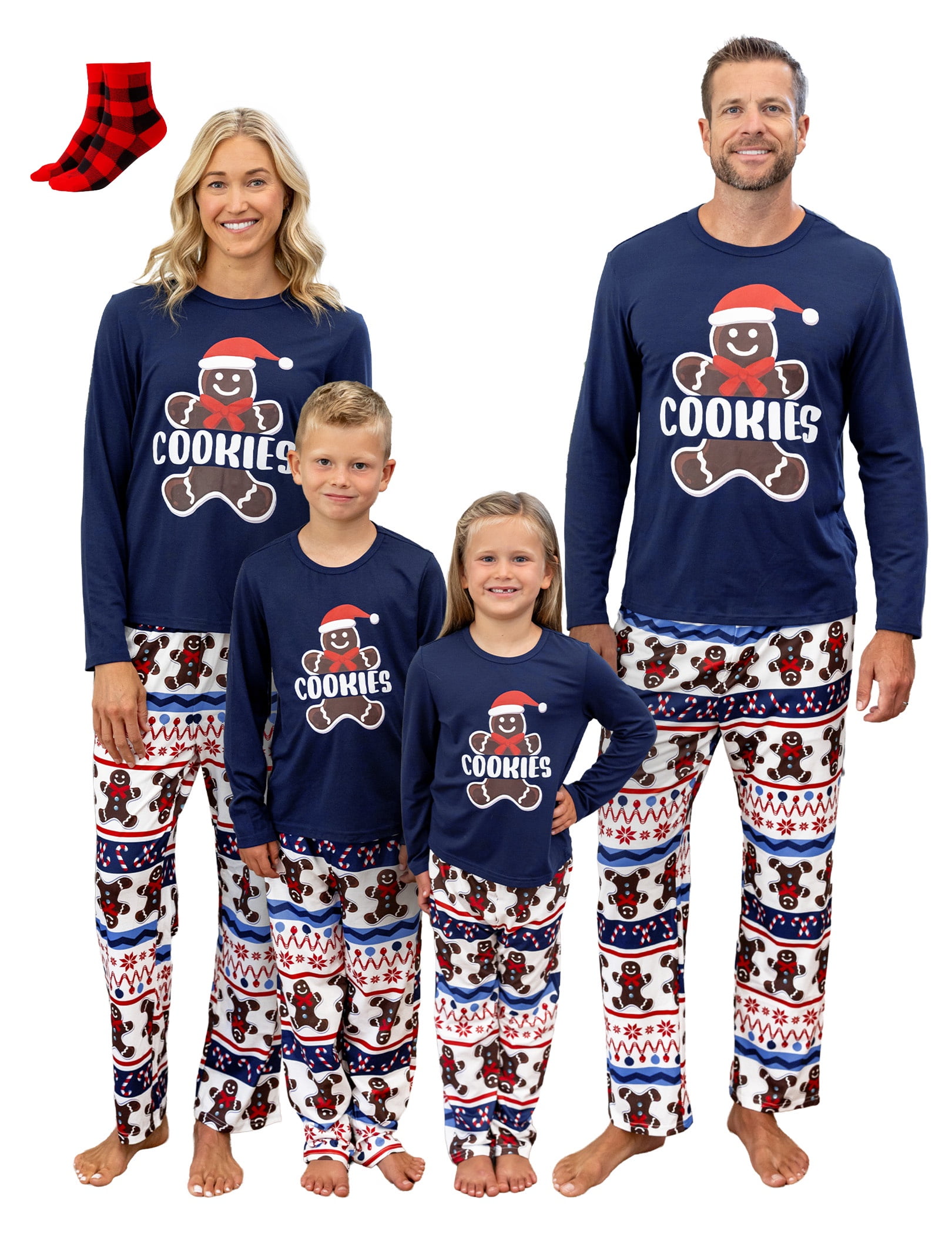 Walmart Coupons of Walmart Black Friday Deals 2025 PatPat Christmas Pajamas Family Matching 2 Piece Holiday Pjs Sets with Socks Long Sleeve Women Couple Pjs with Cute Gingerbread Man Cookies Pattern, Royal Blue, M