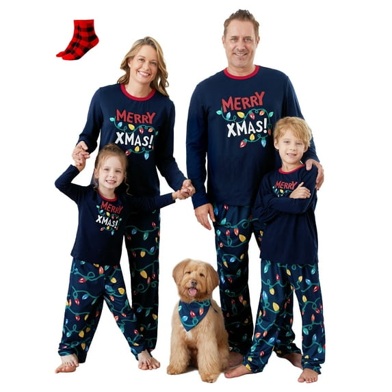 PatPat Baby Christmas Pajamas Family Matching Pjs Gifts Holiday Long Sleeve One-Piece Sleeper for Baby Shower Gift with Socks Size 3-6M