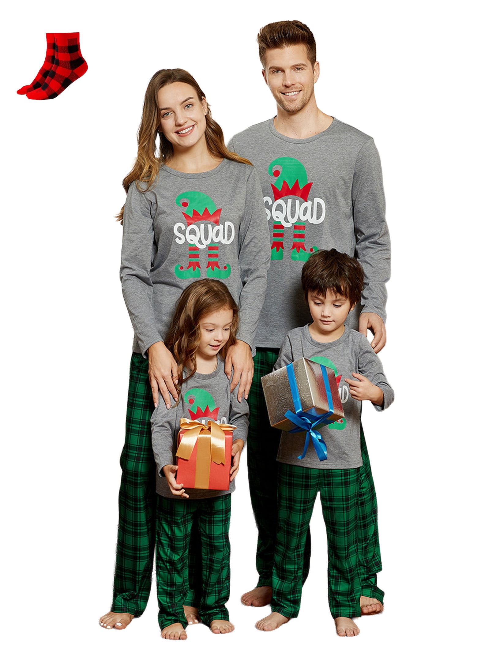 PatPat Kids Family Christmas Pajamas Matching Sets Long Sleeve Top and ...