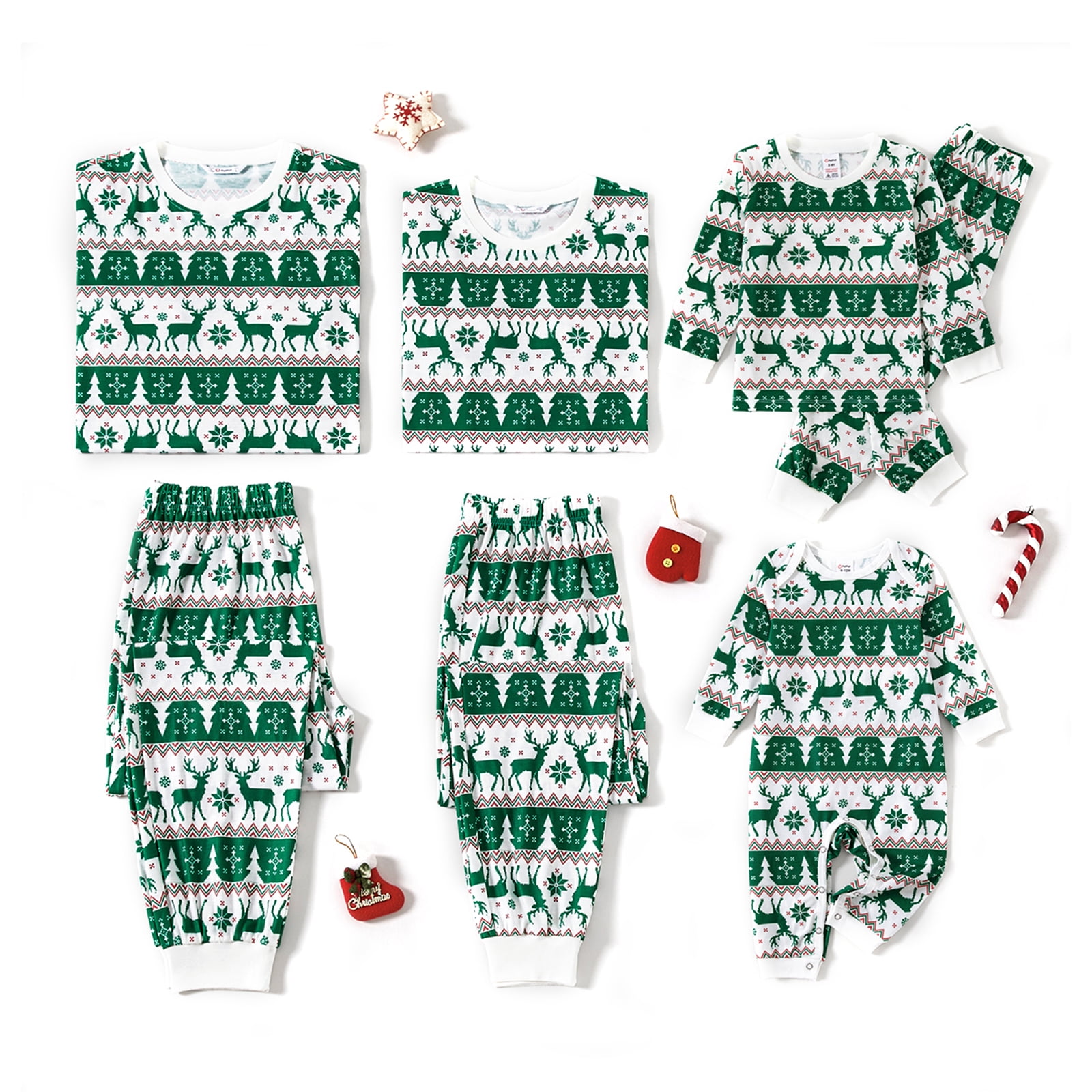 PatPat Christmas Pajamas Family Matching Reindeers Allover Print Long ...