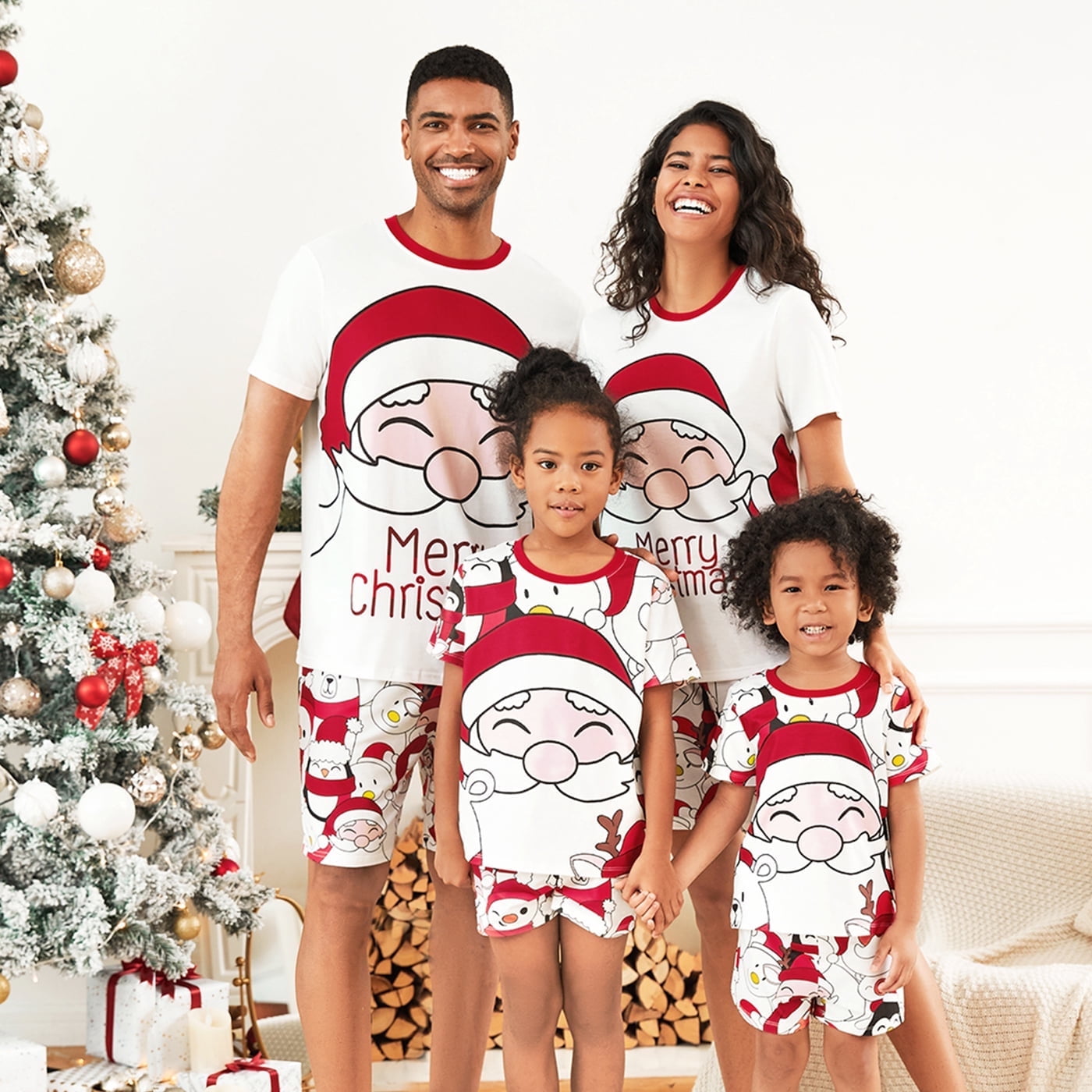 PatPat Christmas Pajamas Family Matching Santa & Letter Graphic Tees ...