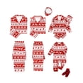 thumbnail image 1 of PatPat Christmas Pajamas Family Matching Toddler Girls Boys Cardigan Long Sleeve Button Down 2 Piece Top & Pants PJs Set Fair Isle Holiday Sleepwear with Socks, Red, 3-4Y, 1 of 7