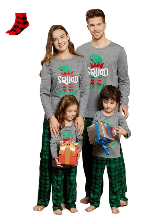 Baby Christmas Pajamas for Family Green Grey Long Sleeve Shower Gifts Pjs with Socks, One-Piece, Size 6-9M