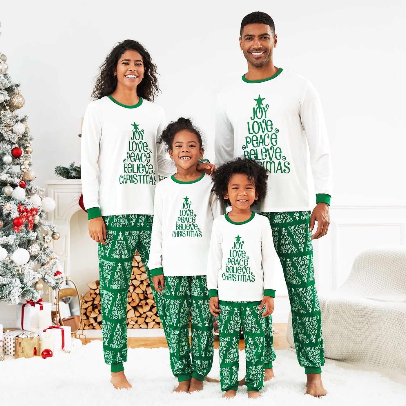 PatPat Christmas Pajamas Kids Girls Boys Family Matching Pj Sets Letter ...