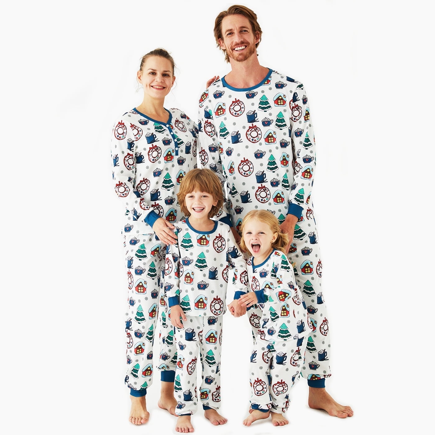 PatPat Christmas Pajamas Family Matching Donut and Tree Allover Print