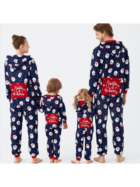 Christmas Pajamas Matching Family Mommy and Me Pj for Pet Santa Patterned One-piece Pajamas, Blue, Pet