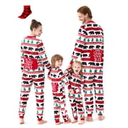 PatPat Christmas Pajamas Matching Family Onesies Mommy and Me Couple Holiday Pjs for Women Polar Bear Patterned One Piece Sleepwear with Socks, M