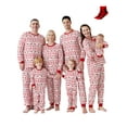 thumbnail image 1 of PatPat Christmas Pajamas for Couples Women 2 Piece Family Matching Holiday Pjs Set Long Sleeve Top & Pants Reindeer and Snowflake Sleepwear with Socks, Red, M, 1 of 11