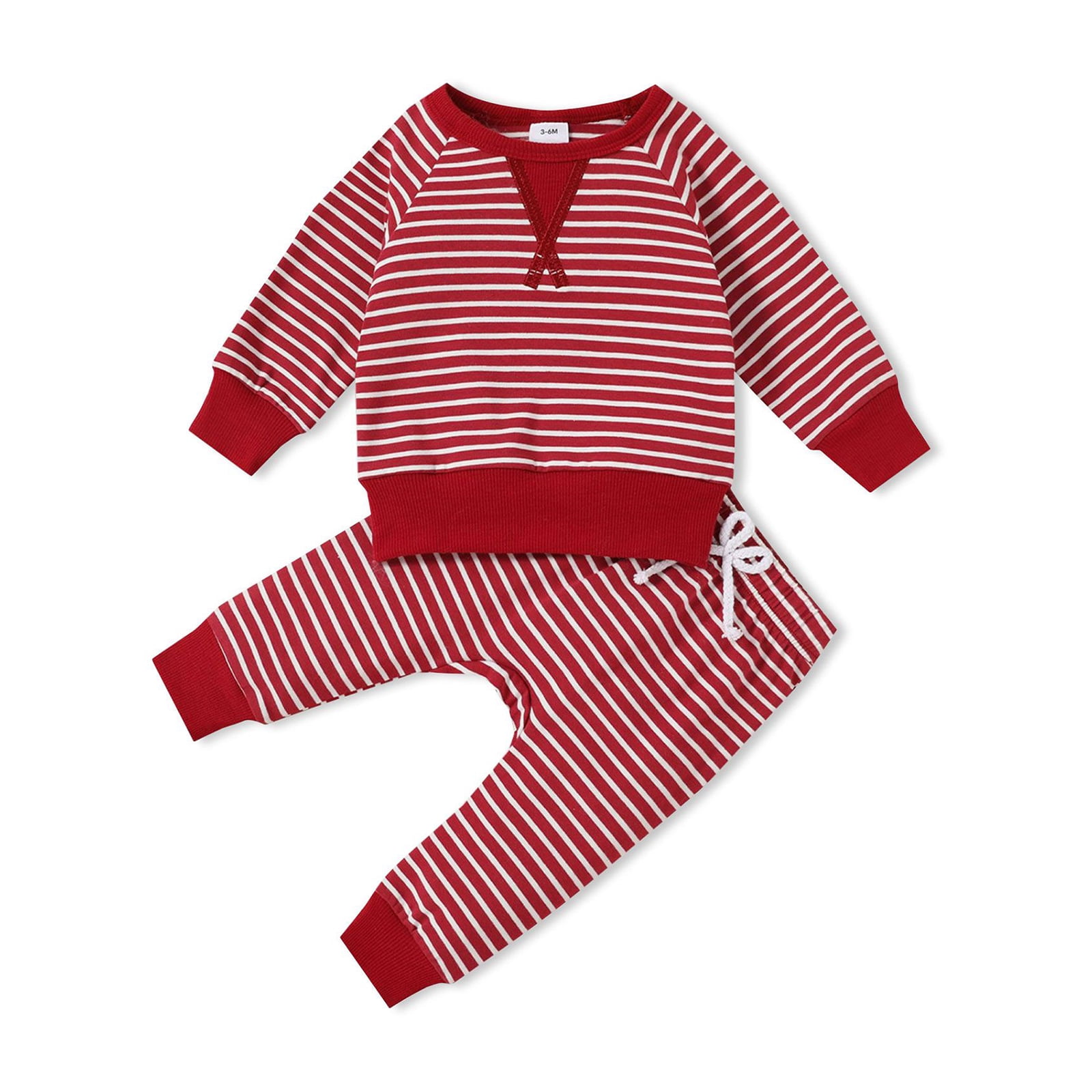 PatPat Fall Baby Girl Clothes Cotton Boy Long Sleeve Striped Pullover