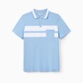 thumbnail image 1 of PatPat Men’s & Big Men's Cotton Tee Summer Short-sleeves Button Up Color Block Polo Shirts Light Blue Men M-XXL, 1 of 8
