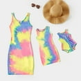 thumbnail image 1 of PatPat Family Matching Dresses Electricblue Kids Girl 8-9T Mommy and Me Tie Dye Round Neck Sleeveless Bodycon Dress for Mom and Me, Girl Dresses, 1 of 8