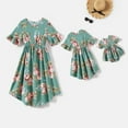 thumbnail image 1 of PatPat Family Matching Dresses Green Women L Mommy and Me Allover Floral Print Ruffle Half-sleeve Dresses, Women Dress, 1 of 7