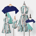 thumbnail image 1 of PatPat Family Matching Multi-Color Vertical Strip High Neck Halter Dress and Colorblock T-Shirt Sets, Multicolor, Baby Girl 9-12M, 1 of 6