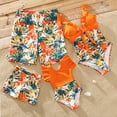 thumbnail image 1 of PatPat Family Matching Orange and All Over Tropical Plant Print Splicing Ruffle One-Piece Swimsuit and Swim Trunks Shorts, 1 of 12