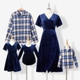 thumbnail image 1 of PatPat Family Matching Outfits Blue Mommy and Me Dresses and Plaid Girls Shirts Baby Boy Sets, 1 of 6