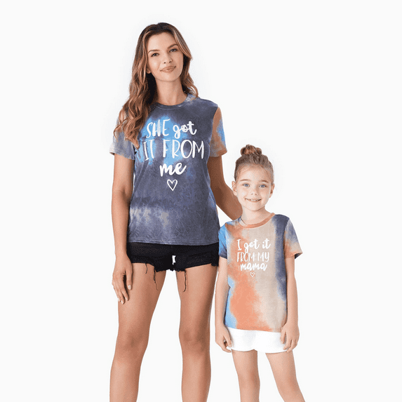 PatPat Toddler Girl T-Shirt Tie Dye Short Sleeve Family Matching Orange Blue Birthday Gift for Girls