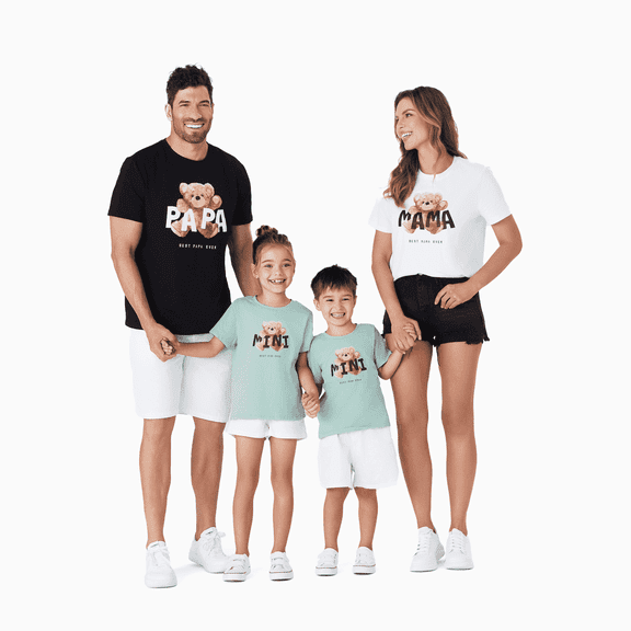 PatPat Toddler Girl T-Shirt White Short Sleeve Family Matching Outfit Gift for Girls