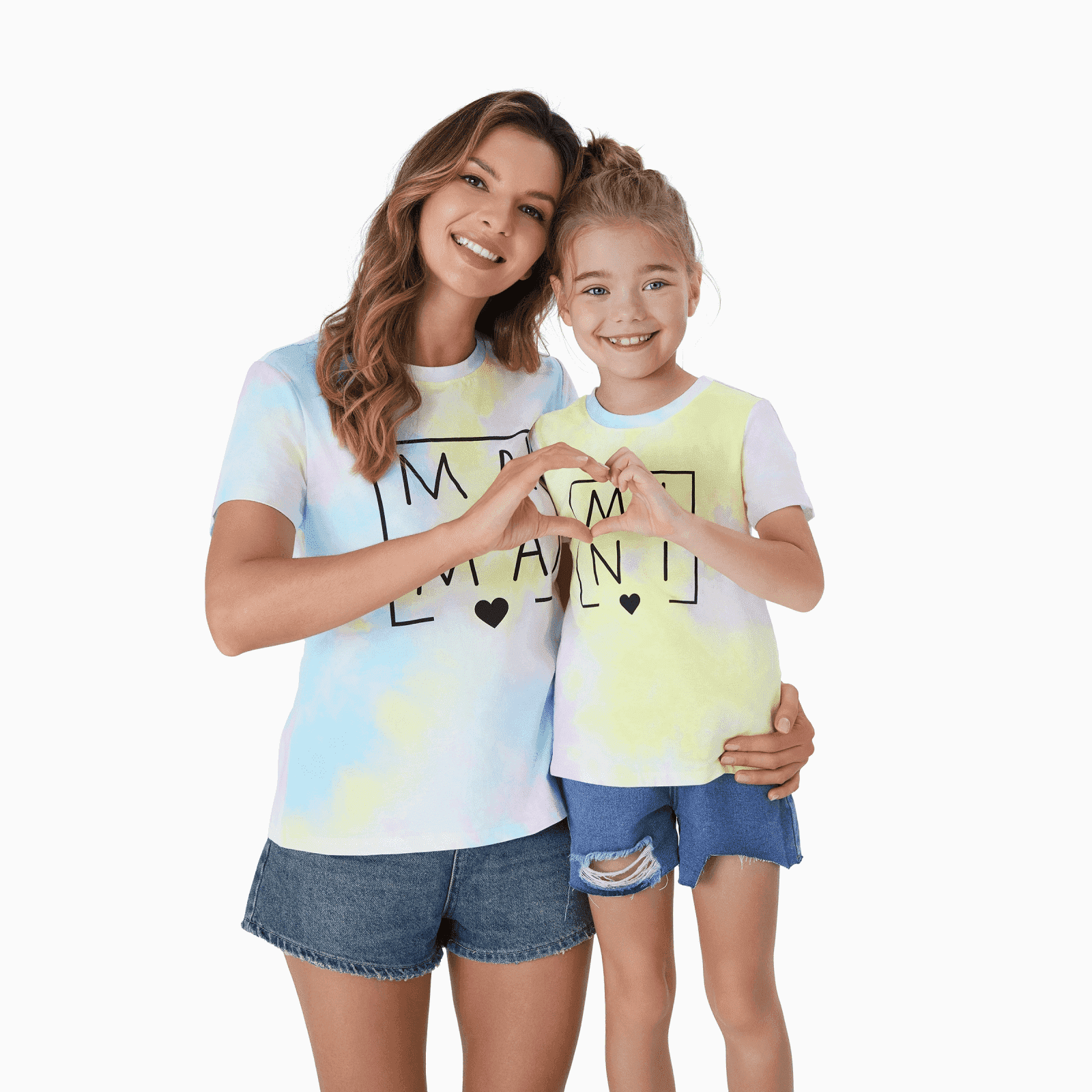 PATPAT Graphic Tees for Girls Mommy and Me Matching Cotton Rainbow Letter Print Summer Outfit Cute Look