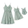 thumbnail image 1 of PatPat Family Matching Outfits Mommy and Me Dresses Sleeveless Green Dress for Women Spaghetti Strap A-line Midi Wrap Dress Beach Boho Mother Daughter Matching Outfits, 1 of 12