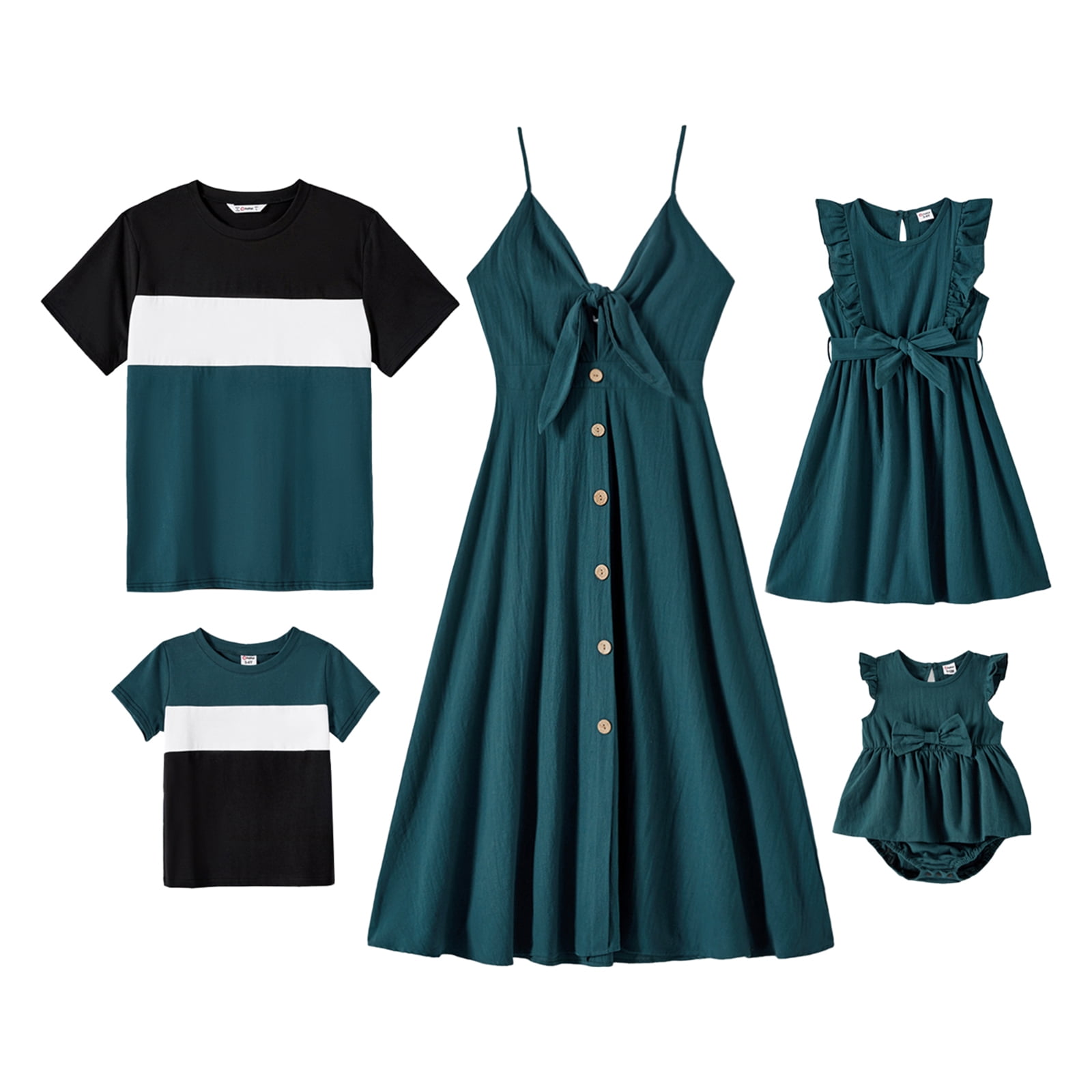 PatPat Family Matching Outfits Mommy and Me Cami Dresses and Short-sleeve  Tee Sets, Girl: 6-7 Years - Walmart.com