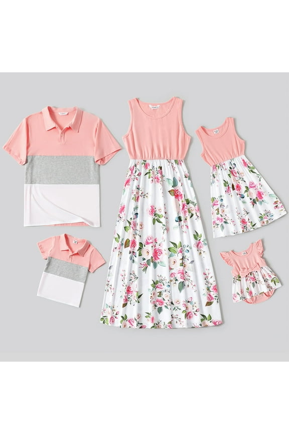 Girl Dresses Toddler Girl Clothes Sleeveless Floral Sundress for Kids Mommy and Me Casual Pink Tank Dress for Girls Birthday Party Outfits, Girl 4-5 Years