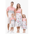 thumbnail image 1 of PatPat Men Shirts Short Sleeve Polo Shirts Graphic Tees Color Block Family Matching Casual Summer Tops, Pink, Men XXL, 1 of 6