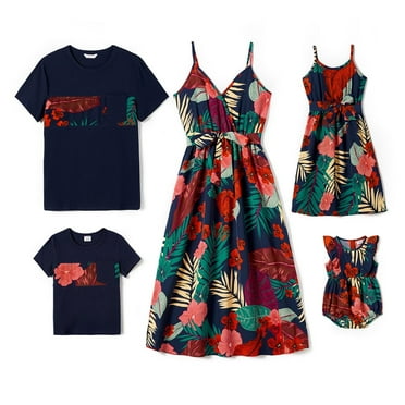 PatPat Baby Girl Clothes Family Matching Outfits Mommy and Me Dresses and Short-sleeve T-shirts Sets, Baby Girl 3-6M