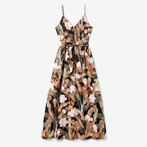 PatPat Summer Dress for Women Black Floral Dress for Beach Vocation Wedding Prom Party Casual Maxi Sun Dress,S-XL