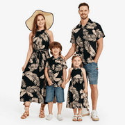 PatPat Girl Dress Family Matching Outfits Mommy and Me Flower Hawaiian Halte Dress Short-sleeve Sunflower Dress for Girls,2-9Y