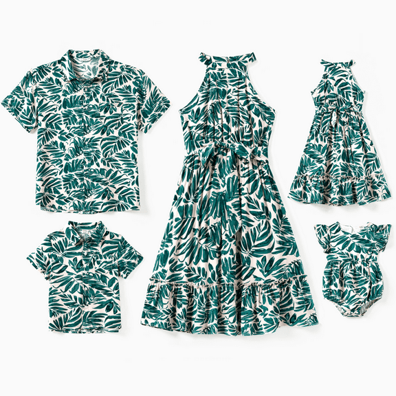 PatPat Family Matching Outfits Mommy and Me Hawaiian Shirt for Men Short-sleeve Caribbean Mens Dress Shirts for Couple,M-XXL