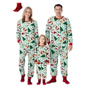 PatPat Men’s Pajama Pants Christmas Family Matching Pjs Allover Christmas Tree Snowman Long Sleeve 2 Piece Sleep Sets with Socks, Green, Size XXL