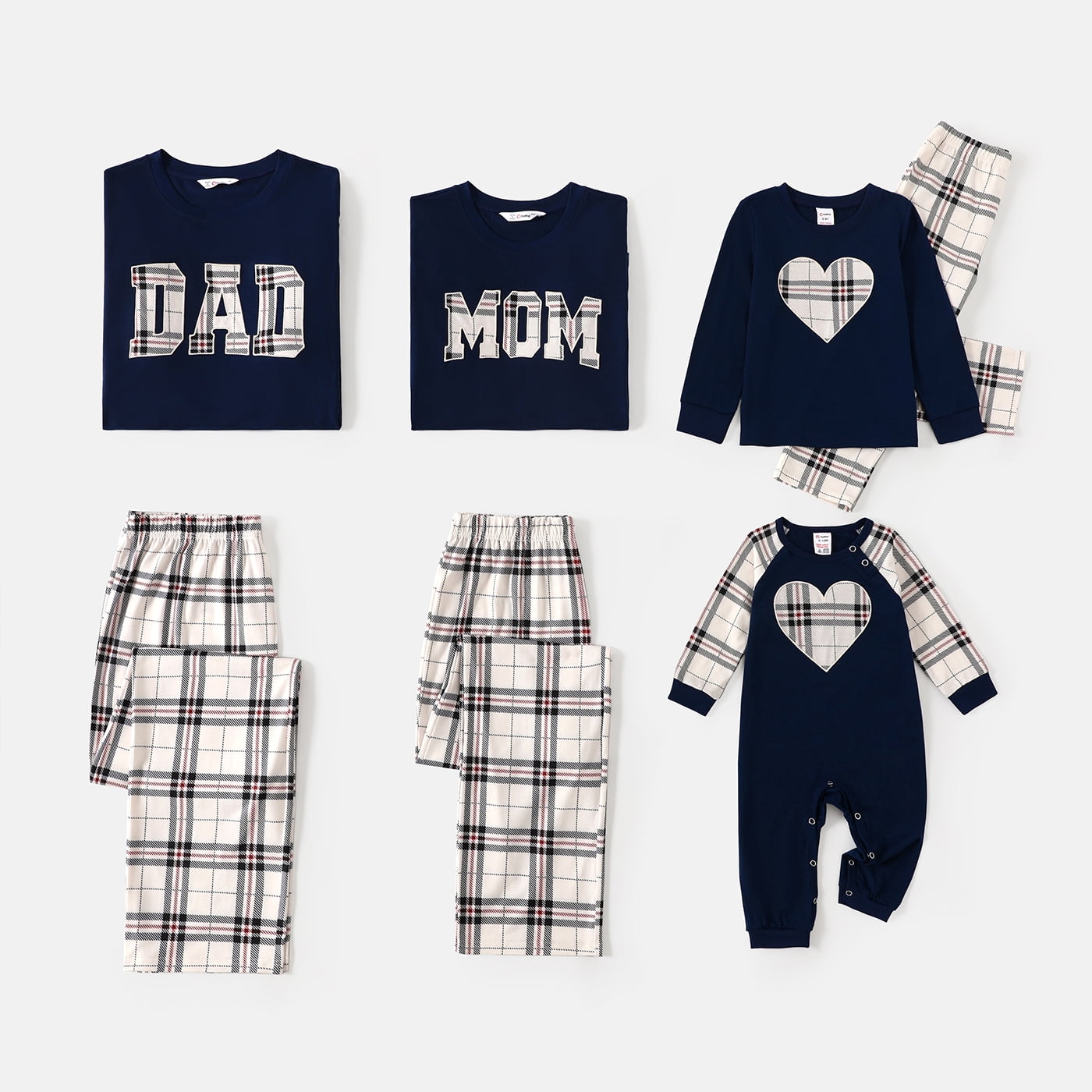 Christmas Hat and Letter Print Blue Family Matching Long-sleeve Pajamas Sets (Flame Resistant)