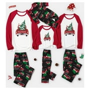 PatPat Family Matching Red Car Carrying Christmas Tree Pajamas Sets,Flame Resistant,2-piece,Sizes Baby-Kids-Adult,Unisex