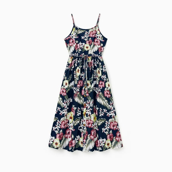 PatPat Summer Dress for Women Floral Dress for Beach Vocation Wedding Party Dark Blue Casual Maxi Sun Dress,S-XL