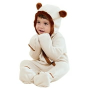 PatPat Baby Clothes Romer Hooded Fleece Footed Jumpsuit Soft Warm Footie Zip Cute Costume Boy Girl 0-3 Months