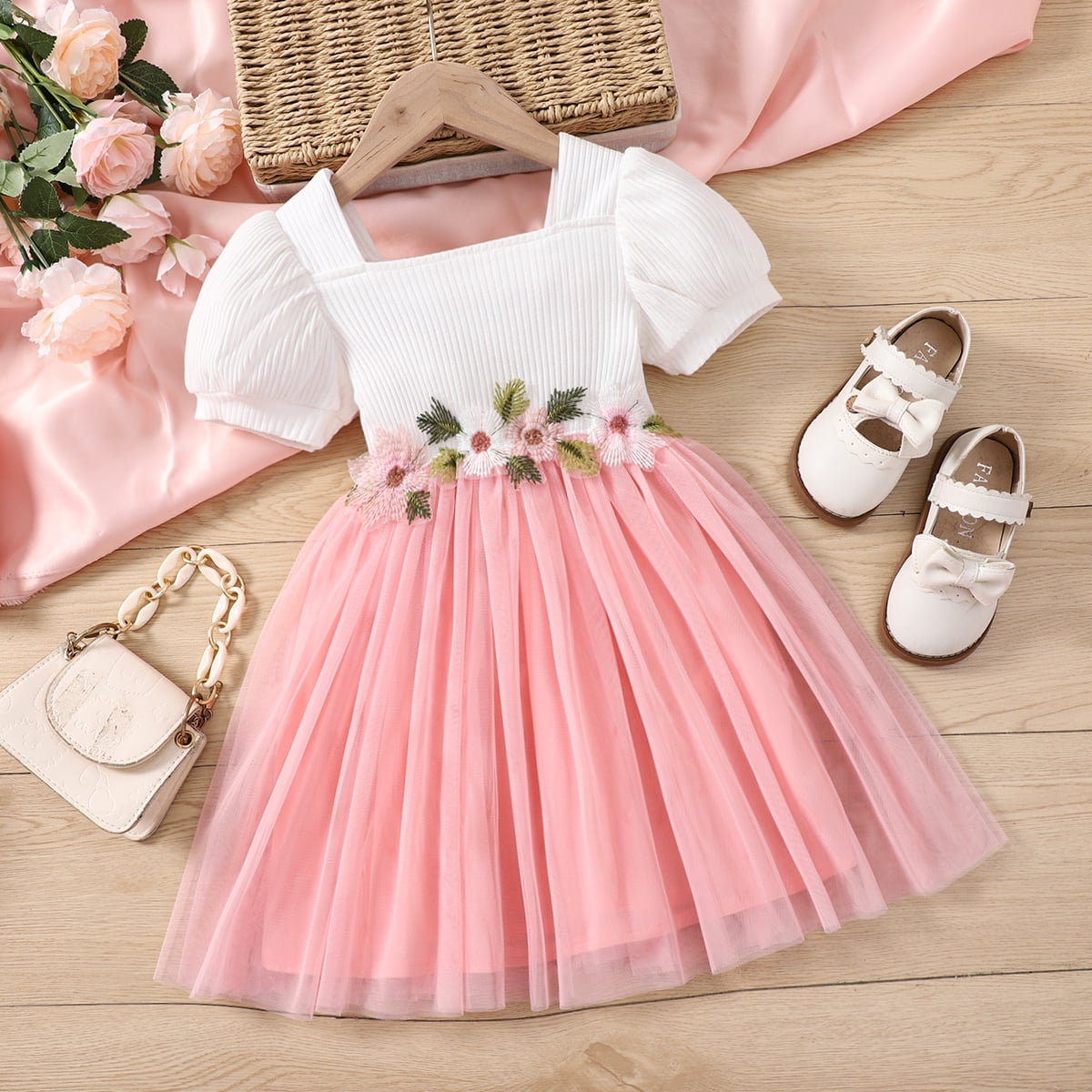 トップス marry me SUMMER BABY PERL TULLE Baby Infant Girl Dress with Pearl and Crystal Waistband and