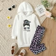 thumbnail image 1 of PatPat Girls 2 Pieces Outfit Sets Graphic Fleece Splice Hoodies with Leopard Print Leggings Set Sizes 5-12, 1 of 10