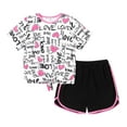 thumbnail image 1 of PatPat Girls 2 Pieces Outfits Love Heart Short Sleeve T-Shirt and Athletic Shorts Set Sizes 5-12, 1 of 6