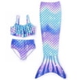 thumbnail image 1 of PatPat Girls Bikinis Set Ruffled Top and Bottom and Mermaid Tail 3 Pieces Swimsuits Set Sizes 2-8, 1 of 1