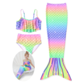 thumbnail image 1 of PatPat Girls Bikinis Set Ruffled Top and Bottom and Mermaid Tail 3 Pieces Swimsuits Set Sizes 2-8, 1 of 10