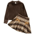 thumbnail image 1 of PatPat Girls Clothes Long Sleeve Skirt Set Velvet Crop Top and Bows Plaid Dress 2-Piece School Outfit Coffee Holidays Sizes 4-12Y, 1 of 9