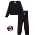 thumbnail image 1 of PatPat Girls Clothes 2 Piece Outfit Set Long Sleeve Top Pants Leopard Side Print Black 9-10Y, 1 of 11