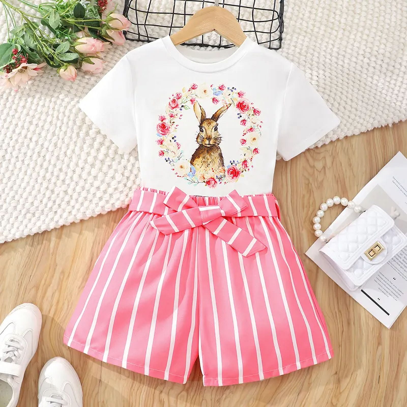 PatPat Girls Clothing Sets Little Girls Outfits 2pcs Animal Print Short